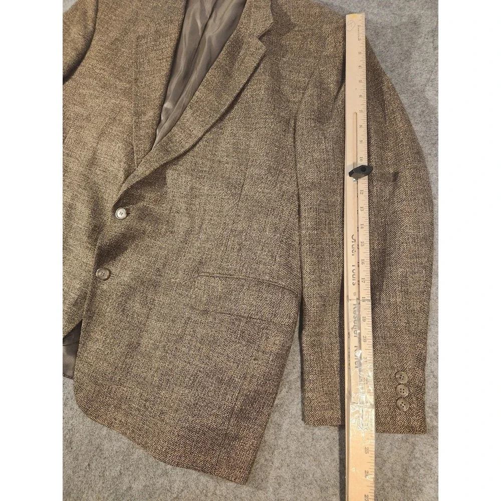 Orvis Sport Coat Blazer Mens 48 Brown Herringbone Tweed Made USA Vintage