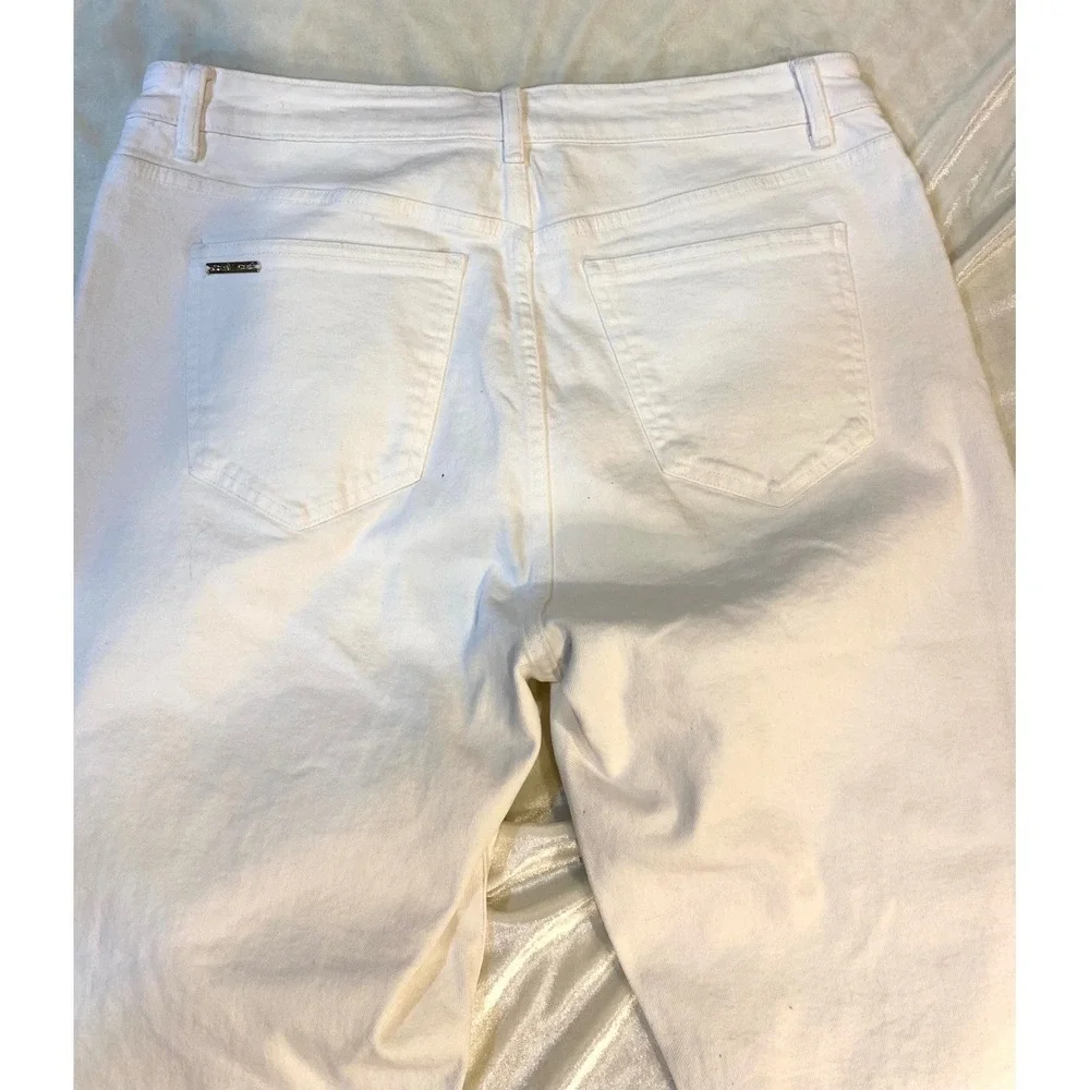 Michael Kors Jeans Womens White Wide Leg Button Fly  Raw Hem Denim EUC Size‎ 14