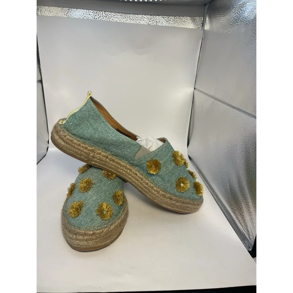 Silvia‎ Cobos Mocasines Womens Leather Flat Tassel Espadrilles Size 10