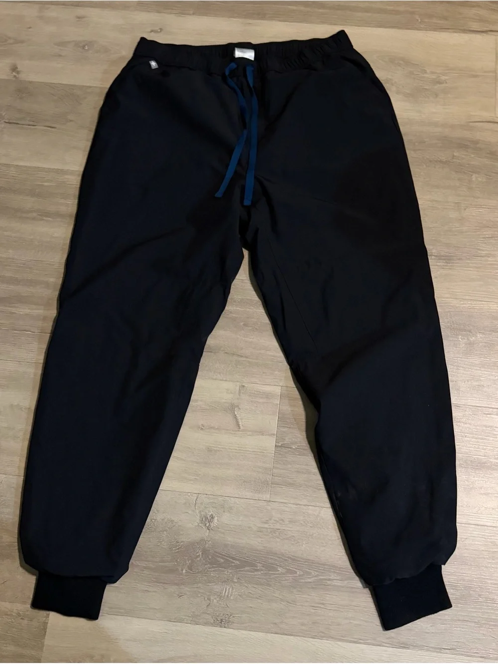 Figs Men's Black Joggers with Blue Drawstring