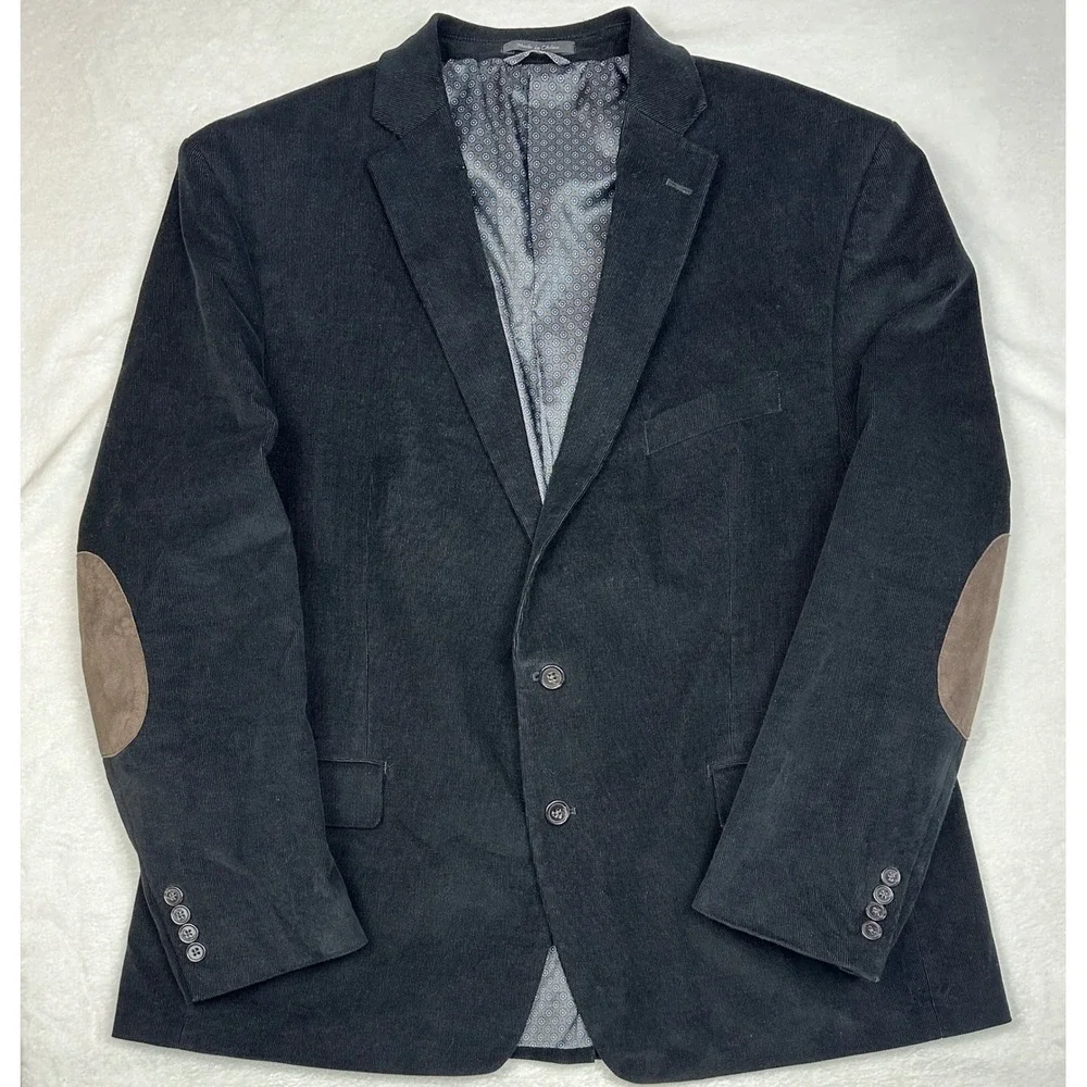 Lauren Ralph Lauren Men Black Corduroy Sport‎ Coat Blazer Elbow Patches Size XL