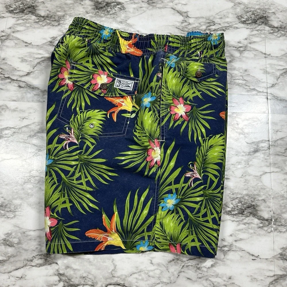Polo Ralph Lauren Swimwear Trunks Shorts Mens Navy Blue Floral Size‎ XL