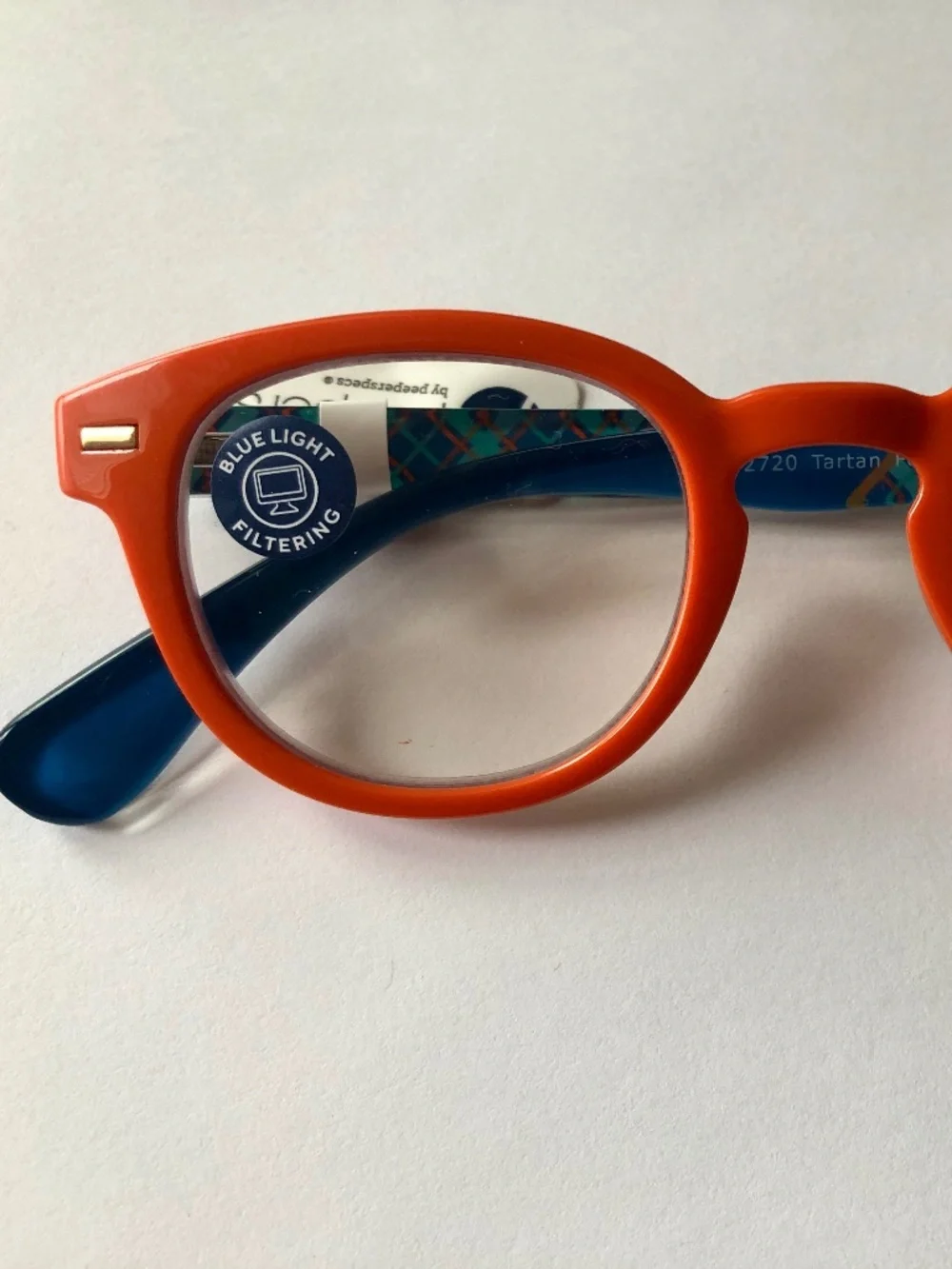 New‎ Orange Blue Plaid Peepers Blue Light Filter Glasses +0.00
