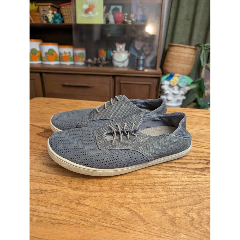 Olukai Nohea Mesh Grey Slip On Sneakers Mens 9.5‎ Drop In Heel Casual Shoes