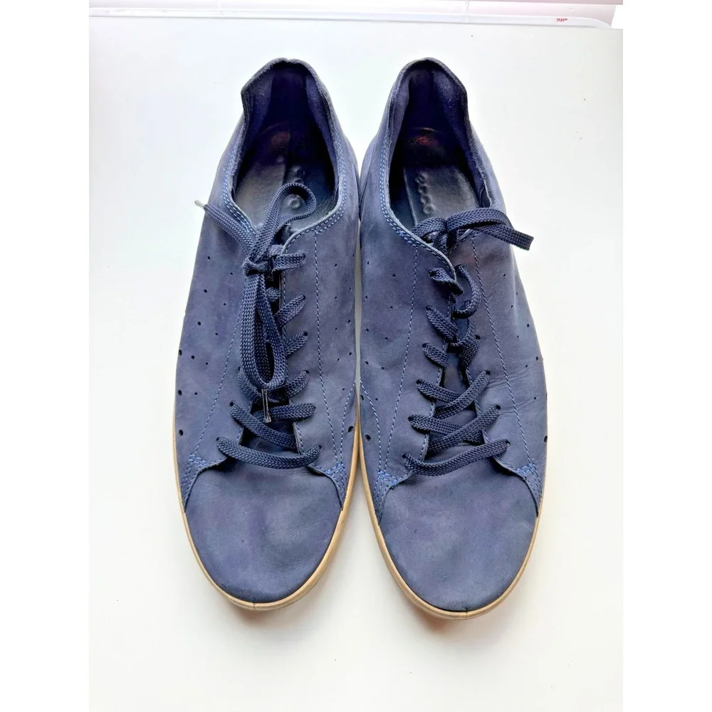 ECCO Soft 7 Sneaker Mens Size 12.5 Navy Blue Leather Low Top Nubuck Casual