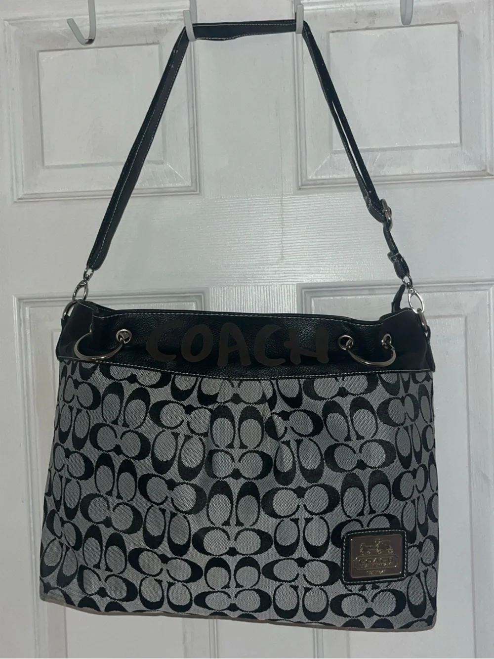 Coach Black and Gray Signature Tote