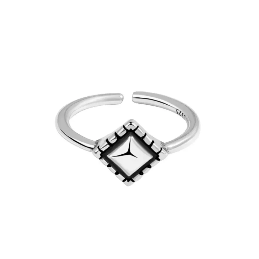 NEW 925 Sterling Silver Diamond‎ Shape Adjustable Band Ring