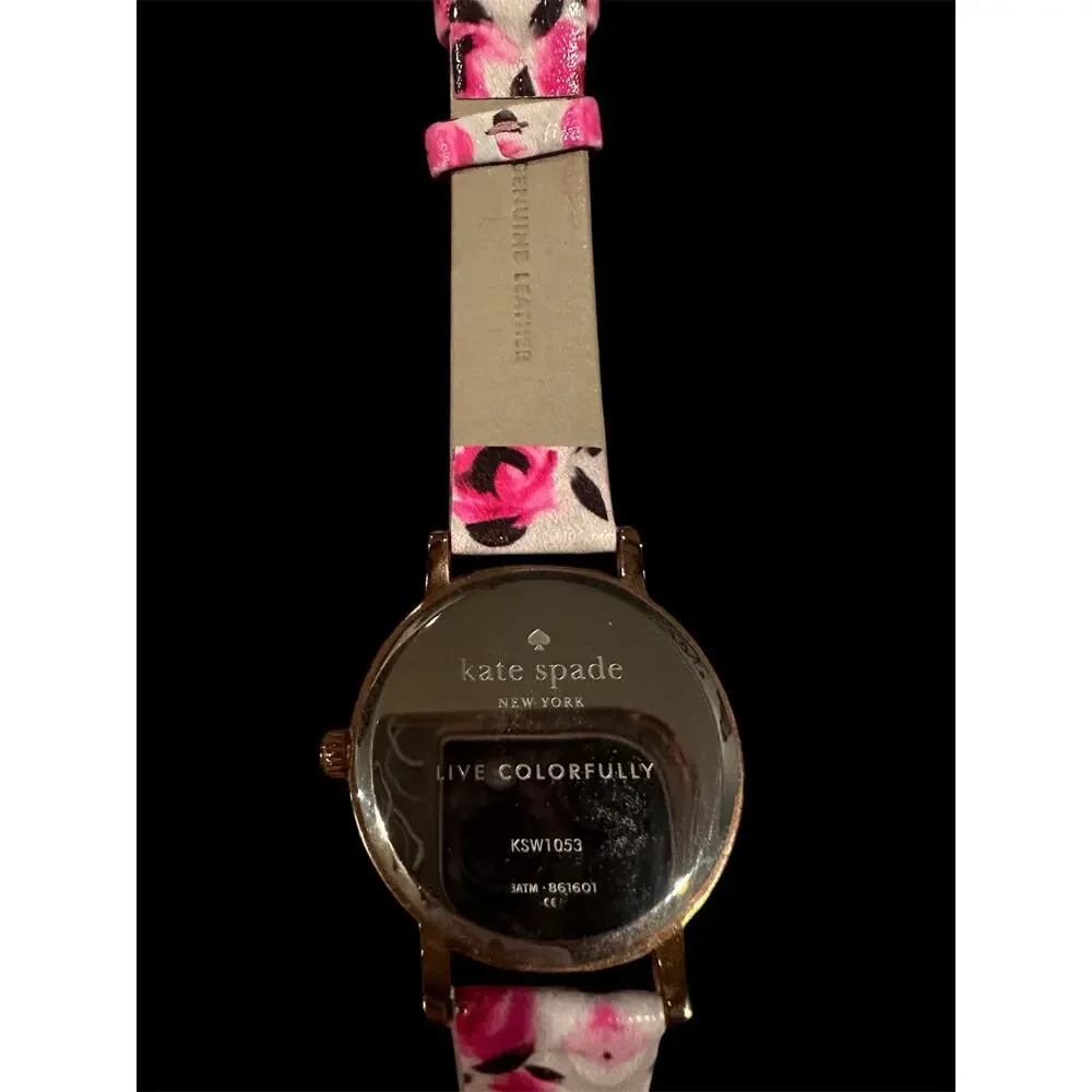 Kate Spade New York Metro Watch Floral Rose Band Pink and Gold Tones