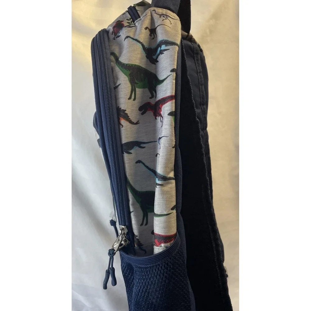 Tommy Bahama Kids Backpack Bag Navy Blue/Grey Colorful Dinosaurs 4 Zip‎ Pockets