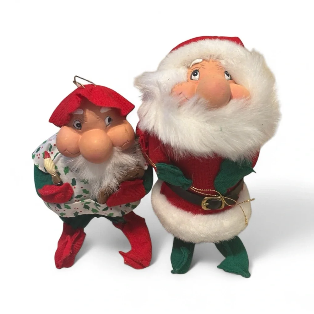 Santakins Festive Santa and Painter Elf Holiday Decor Set -excellent condition