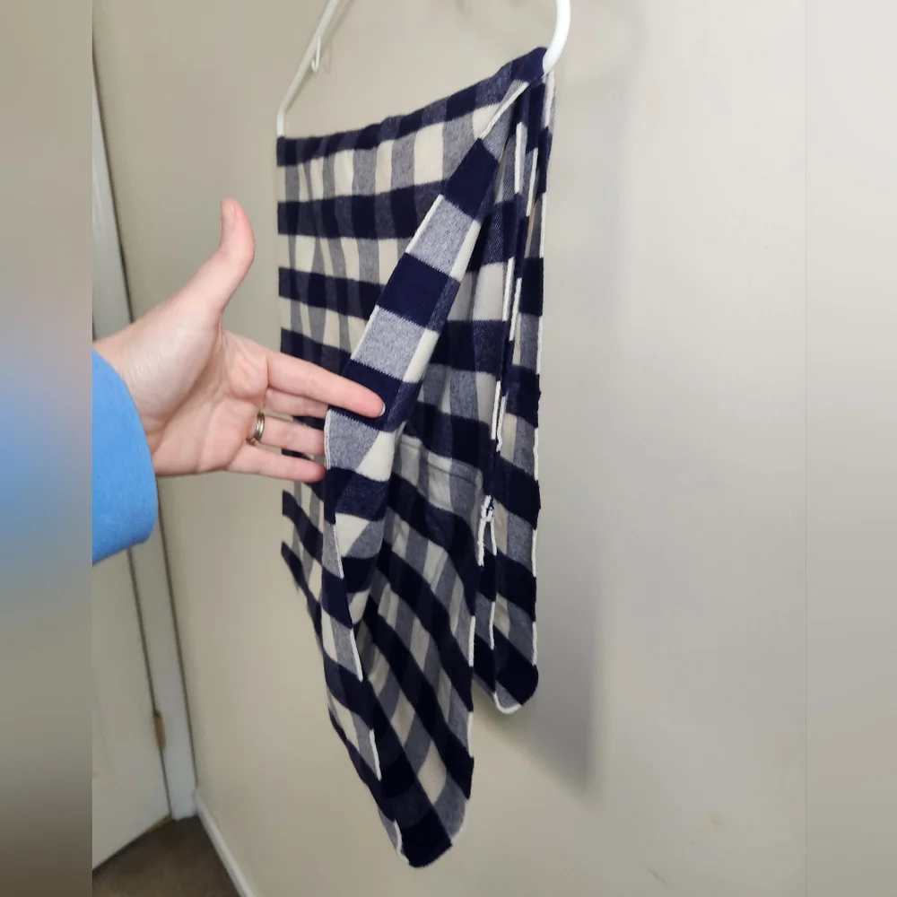 Navy Blue & White Plaid Infinity Scarf