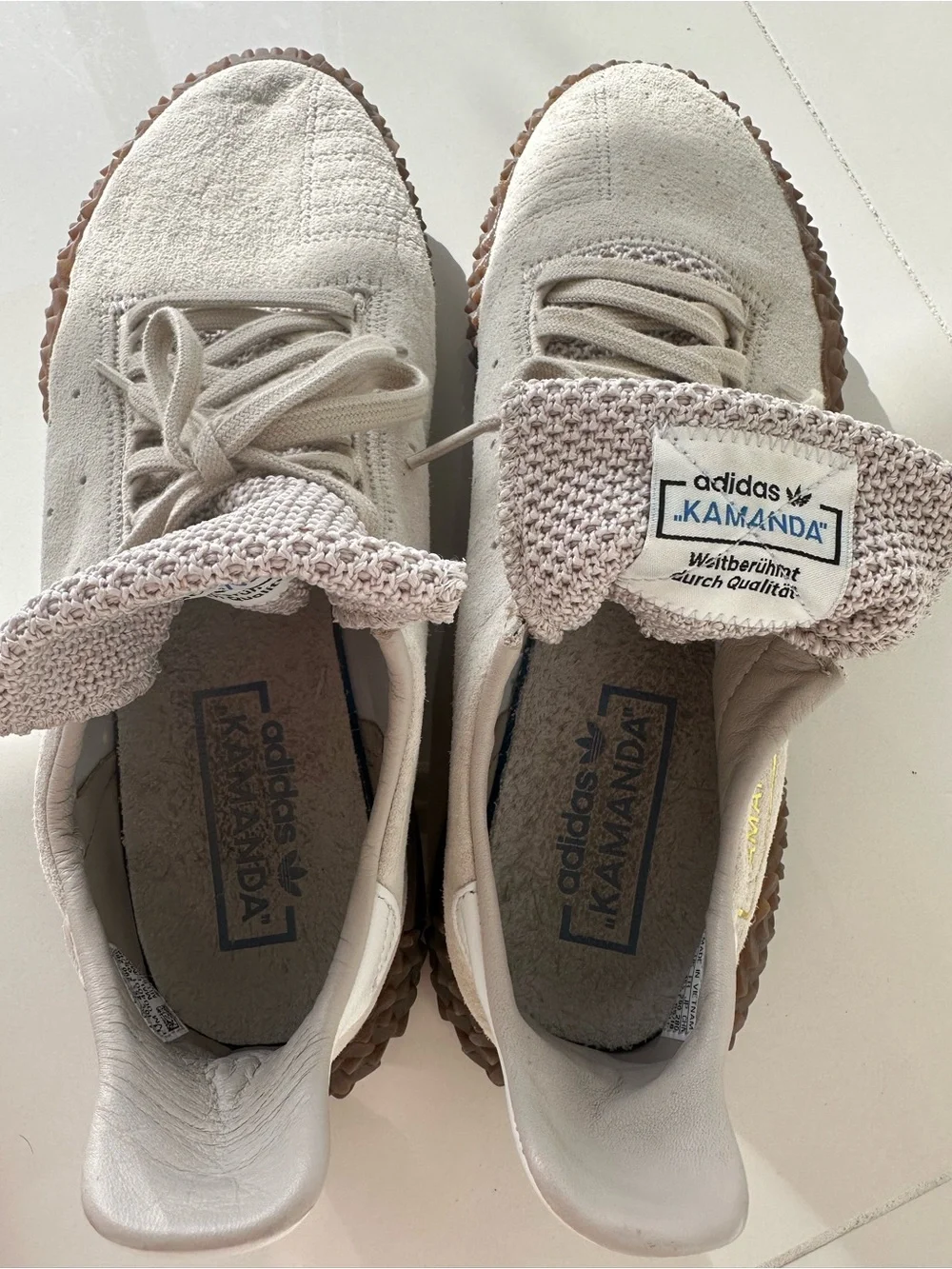 adidas Kamanda Sneakers in Light Gray with Brown Sole