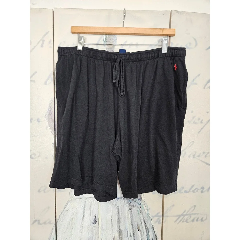 Polo Ralph Lauren Sleepwear Shorts XL Black Drawstring Cotton Blend Pony Logo