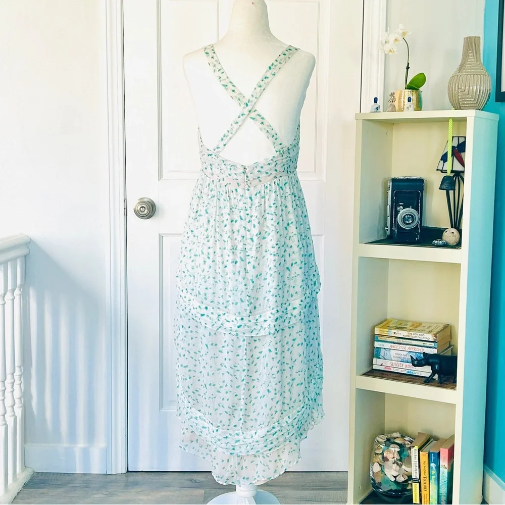 J. Crew Silk Chiffon Floral Trellis High Low Maxi Dress (size 8)