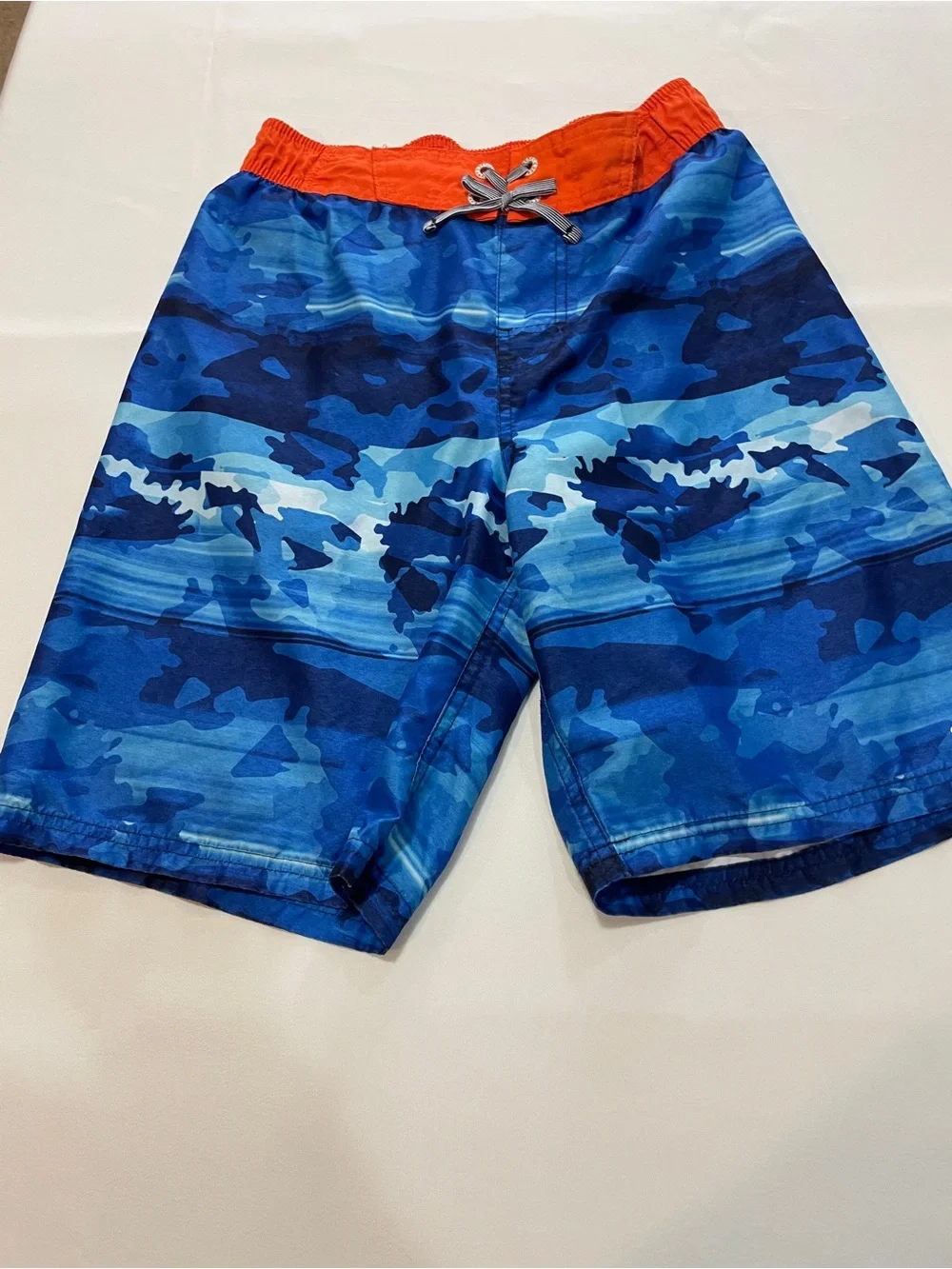 Gerry Blue Camo Swim Trunks with Orange Waistband