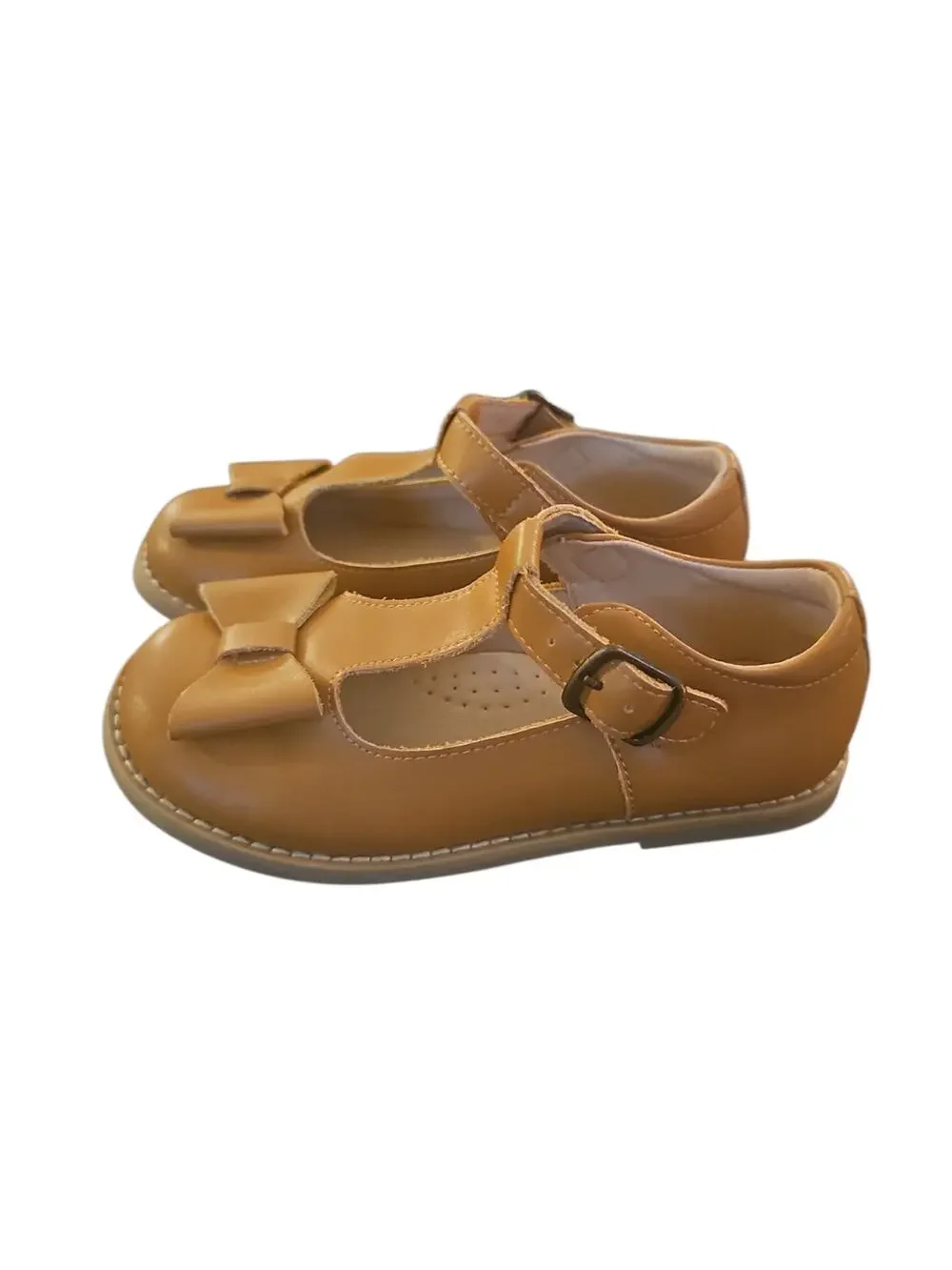Whim & Wander by SweetHoney T-Strap Bow Mary Janes brown leather girls 13