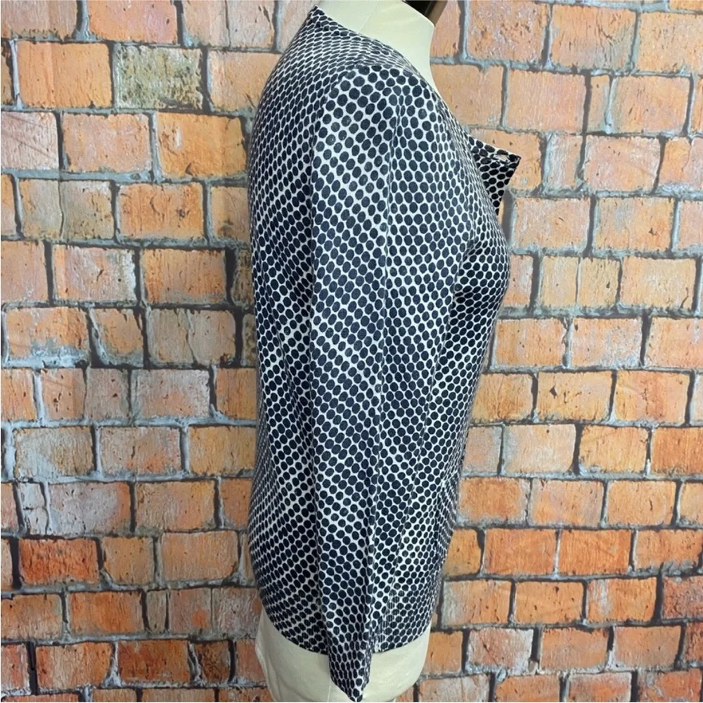 J. Crew Gray and White Polka Dot Merino Wool Cardigan‎ Sweater