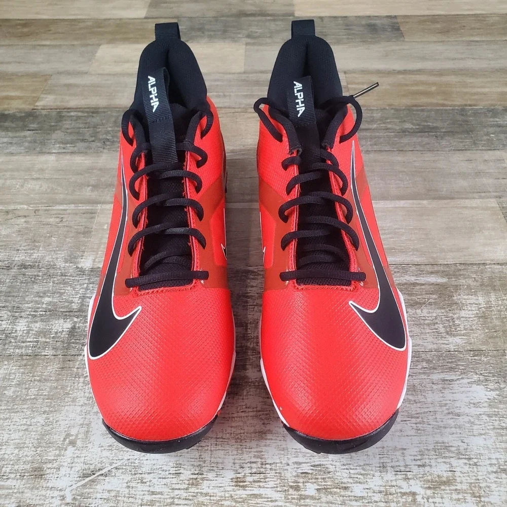Nike Alpha Menace 4 Shark Mens Shoes Sz 12 Red Black‎ Sports Football Cleats