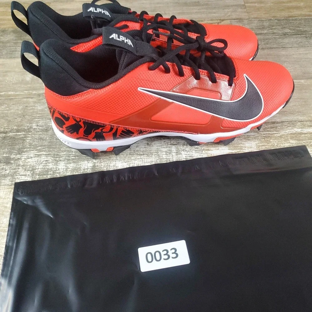 Nike Alpha Menace 4 Shark Mens Shoes Sz 12 Red Black‎ Sports Football Cleats