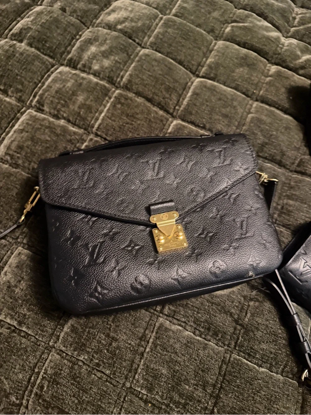 Louis Vuitton Black Monogram Empreinte Pochette Métis with Gold Hardware