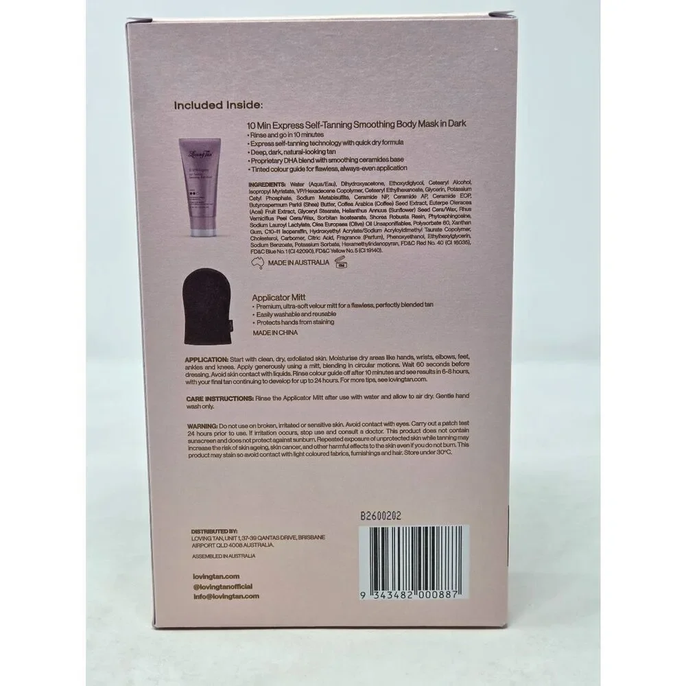 LOVING TAN 10 MIN EXPRESS SELF-TANNING SMOOTHING BODY MASK DARK 2.0 OZ W/ PAD