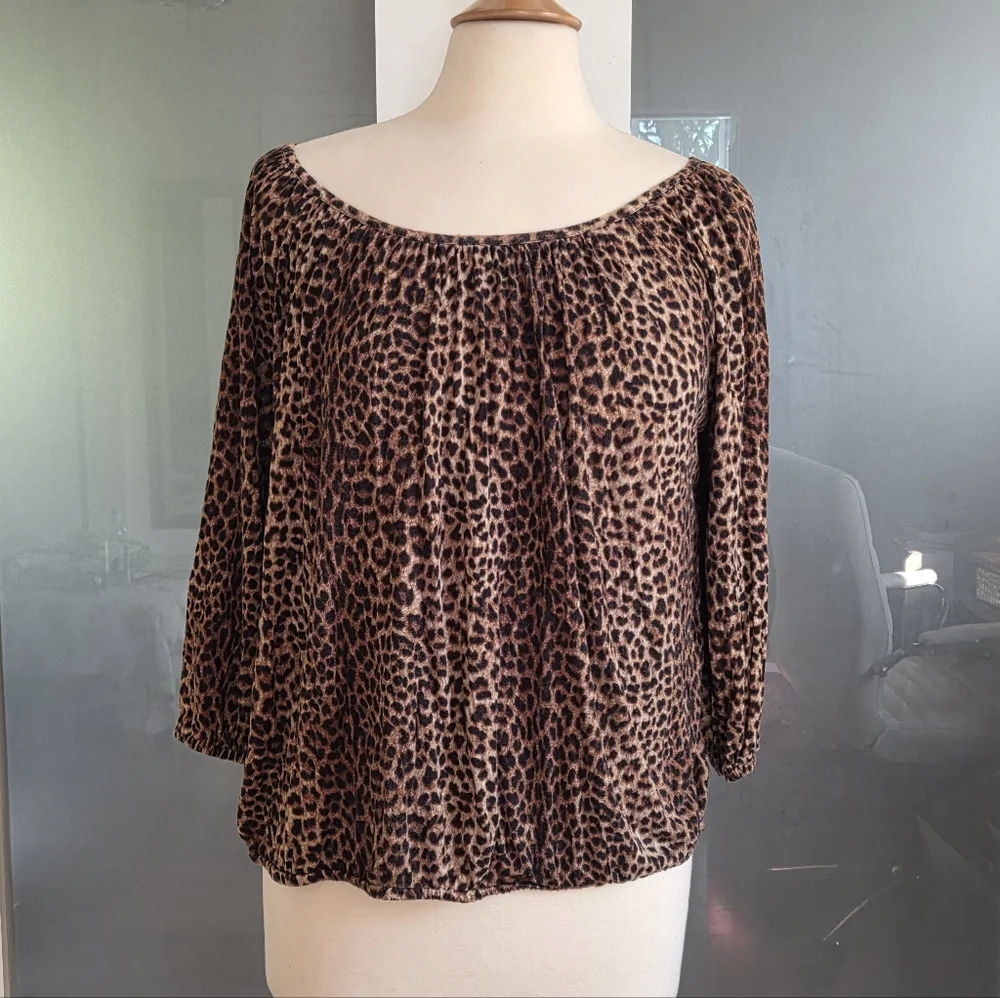 Michael Kors Brown Leopard Print Blouse