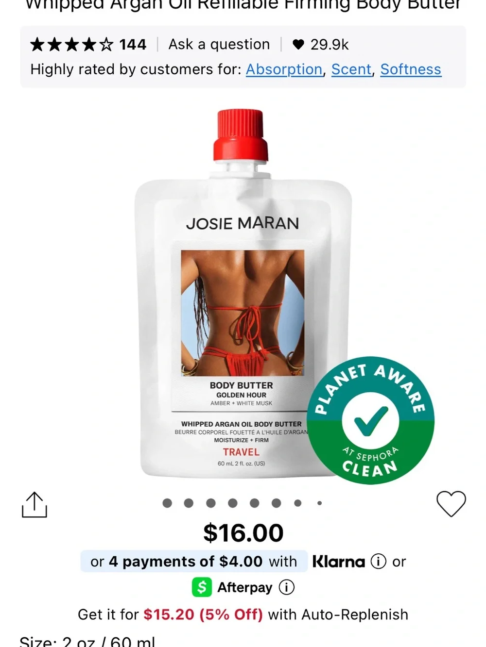 JOSIE MARAN body cap moisturizing