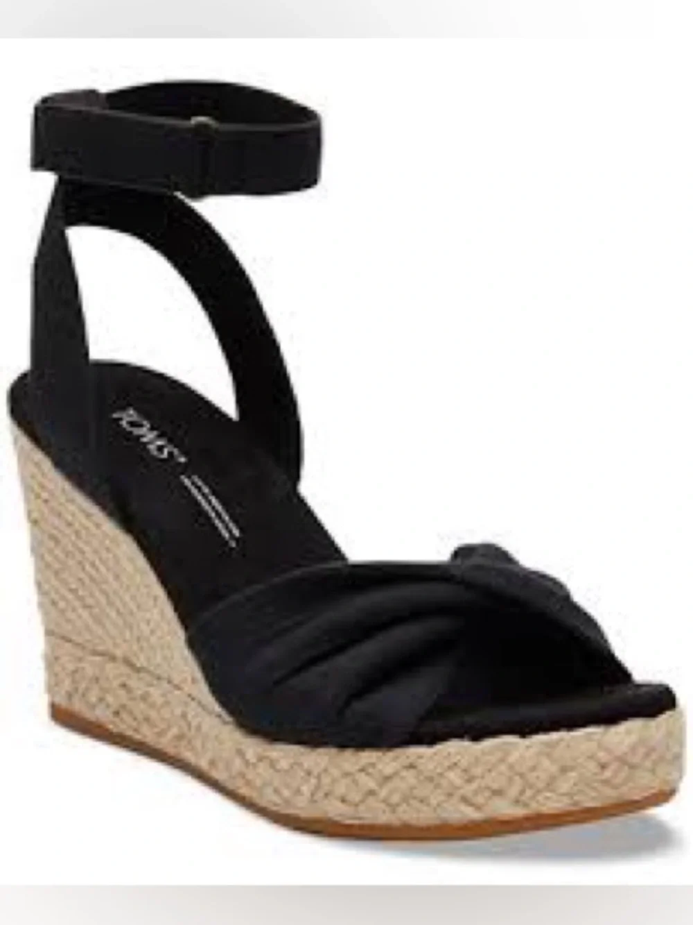 Toms Marisela Black Wedge Espadrille Ankle-Strap Sandals Women’s 8.5