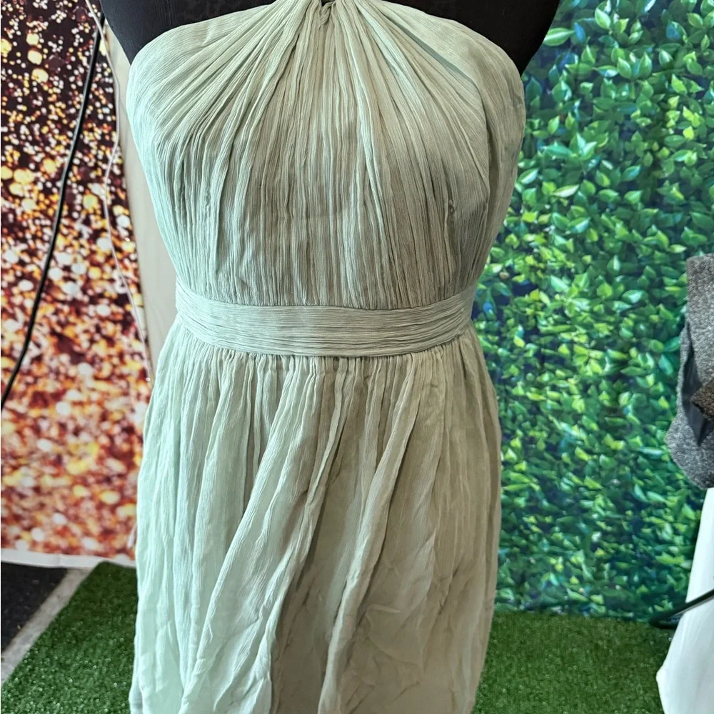 J. Crew Strapless Pleated Light Sage Dress