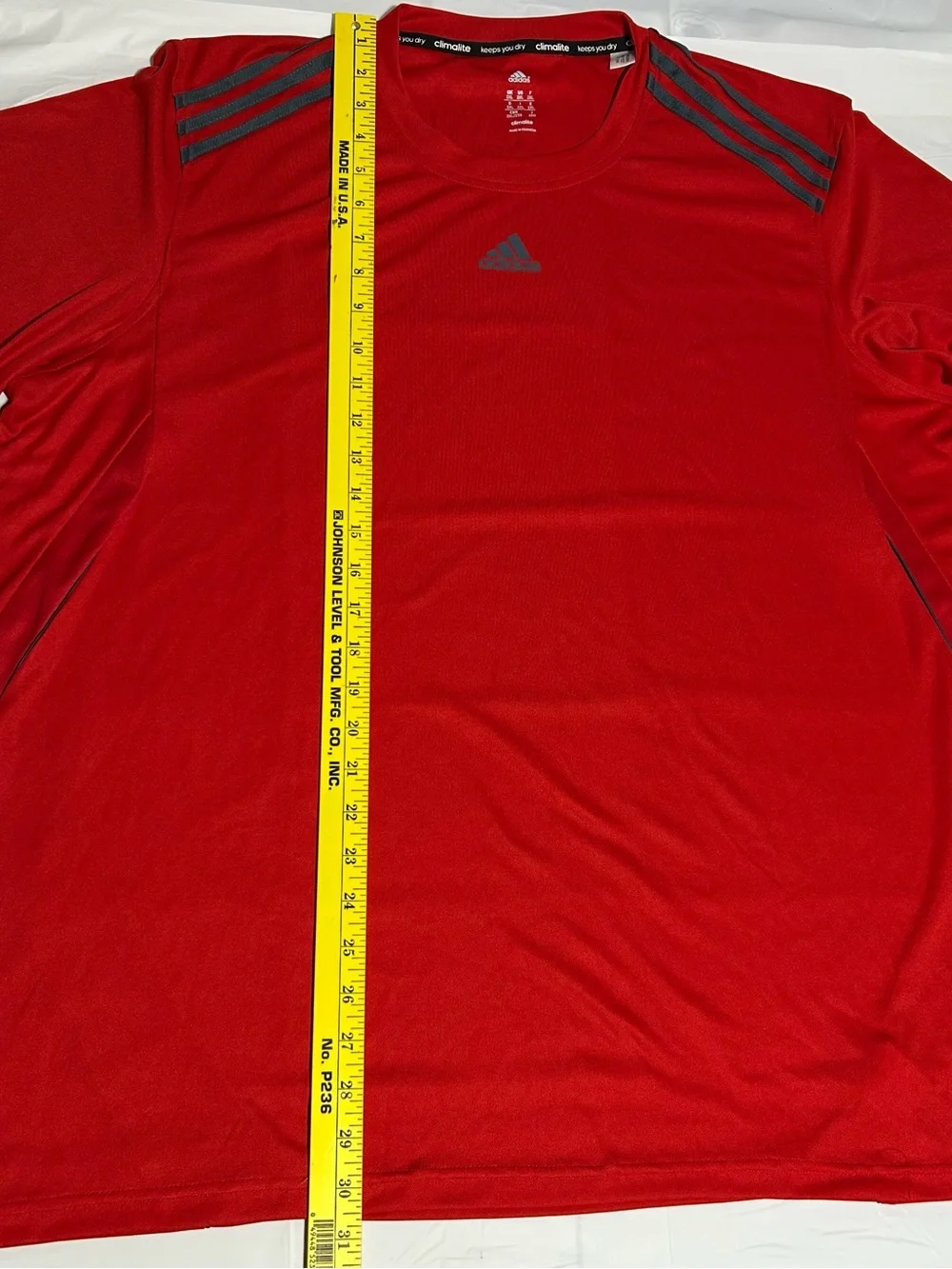 adidas climalite Men’s Red Short Sleeve Training Tee with Black Shoulder Stripes
