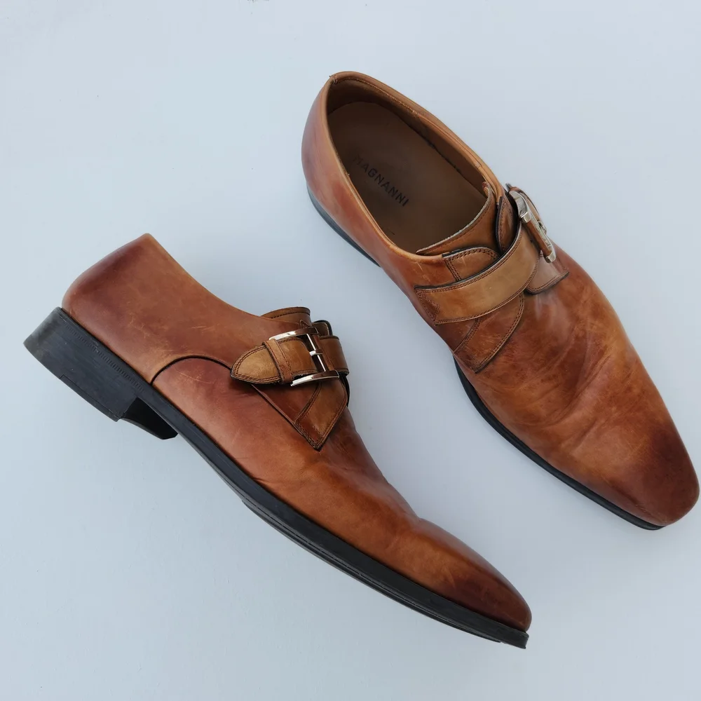 Magnanni Leather Monk Strap Shoes Men's Size 11.5