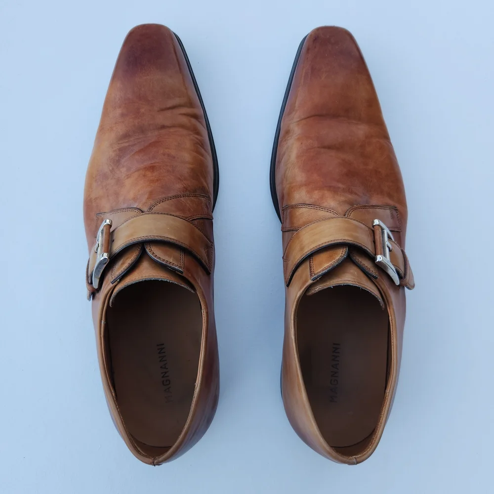 Magnanni Leather Monk Strap Shoes Men's Size 11.5