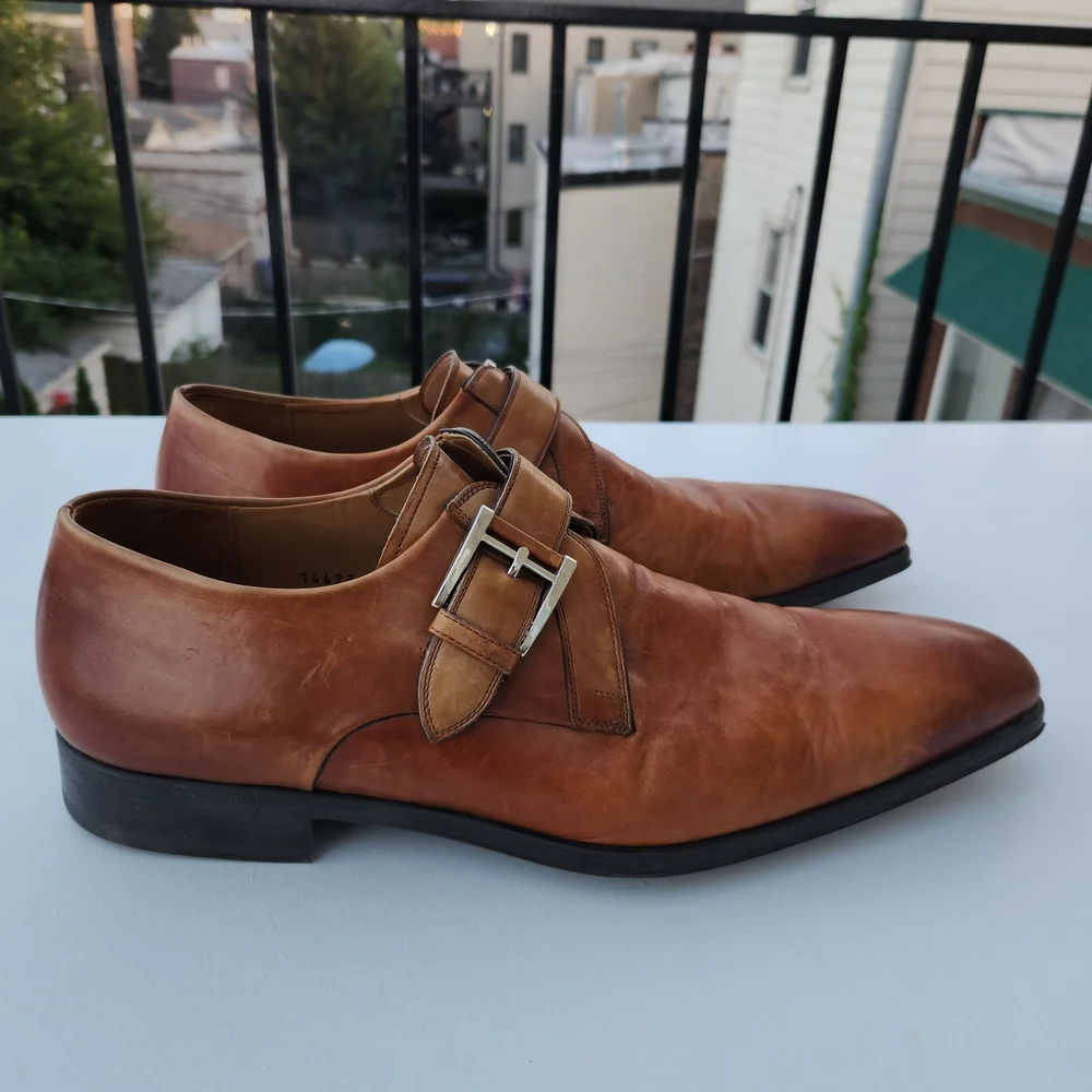 Magnanni Leather Monk Strap Shoes Men's Size 11.5