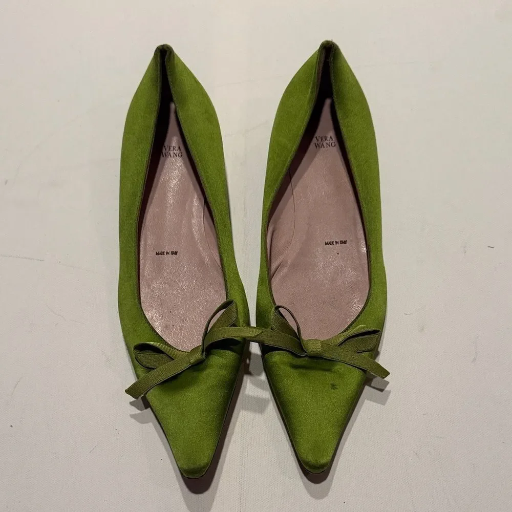 Vera Wang Olive Green Flats with Bow