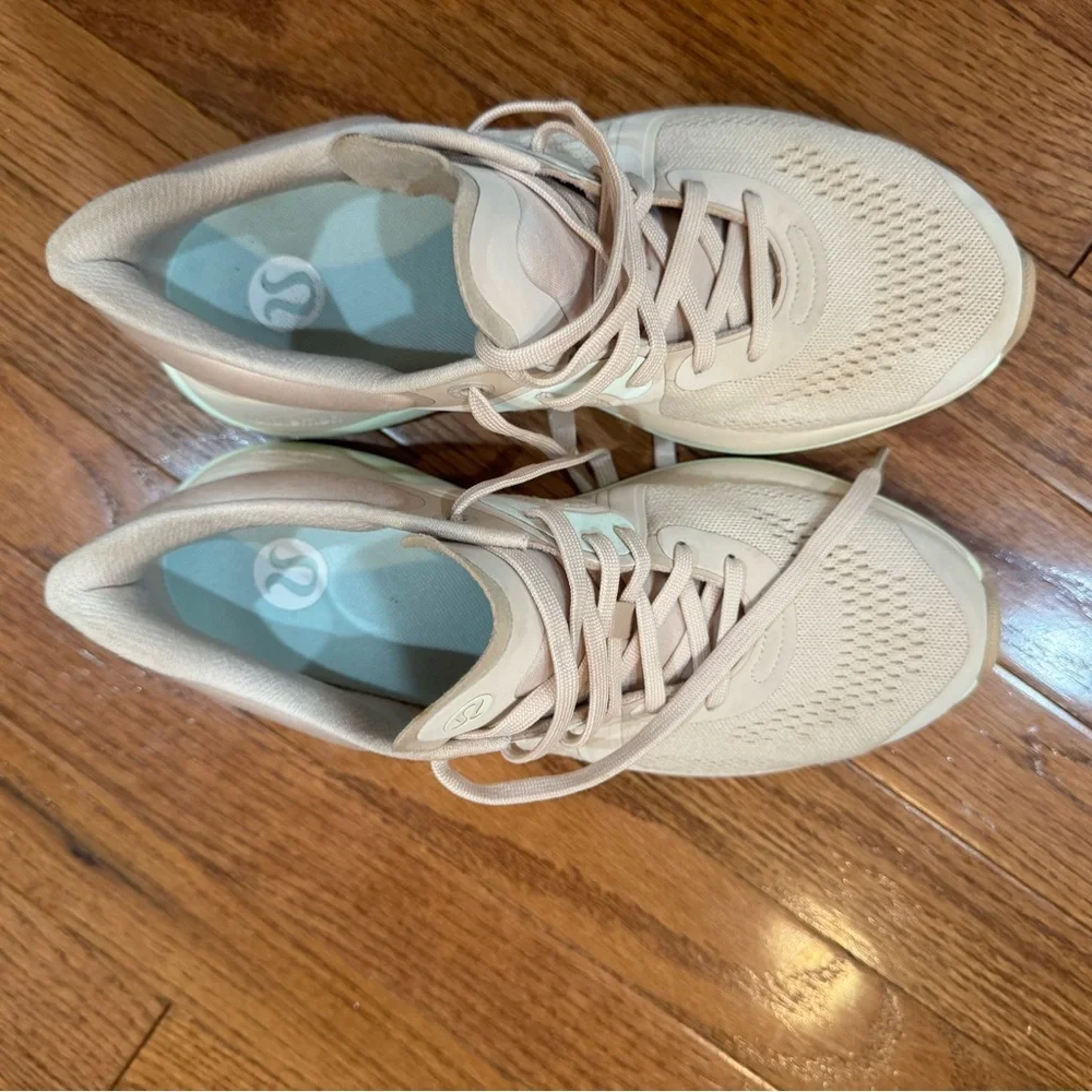 lululemon athletica Lightweight Knit Running Sneakers in Beige and Mint