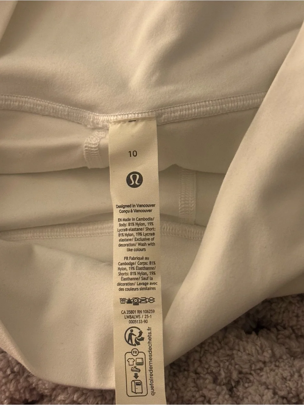 lululemon athletica white size