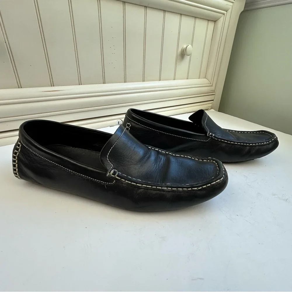 Bacco Bucci Leather Driving Loafers Classic Minimalist Business Casual Preppy