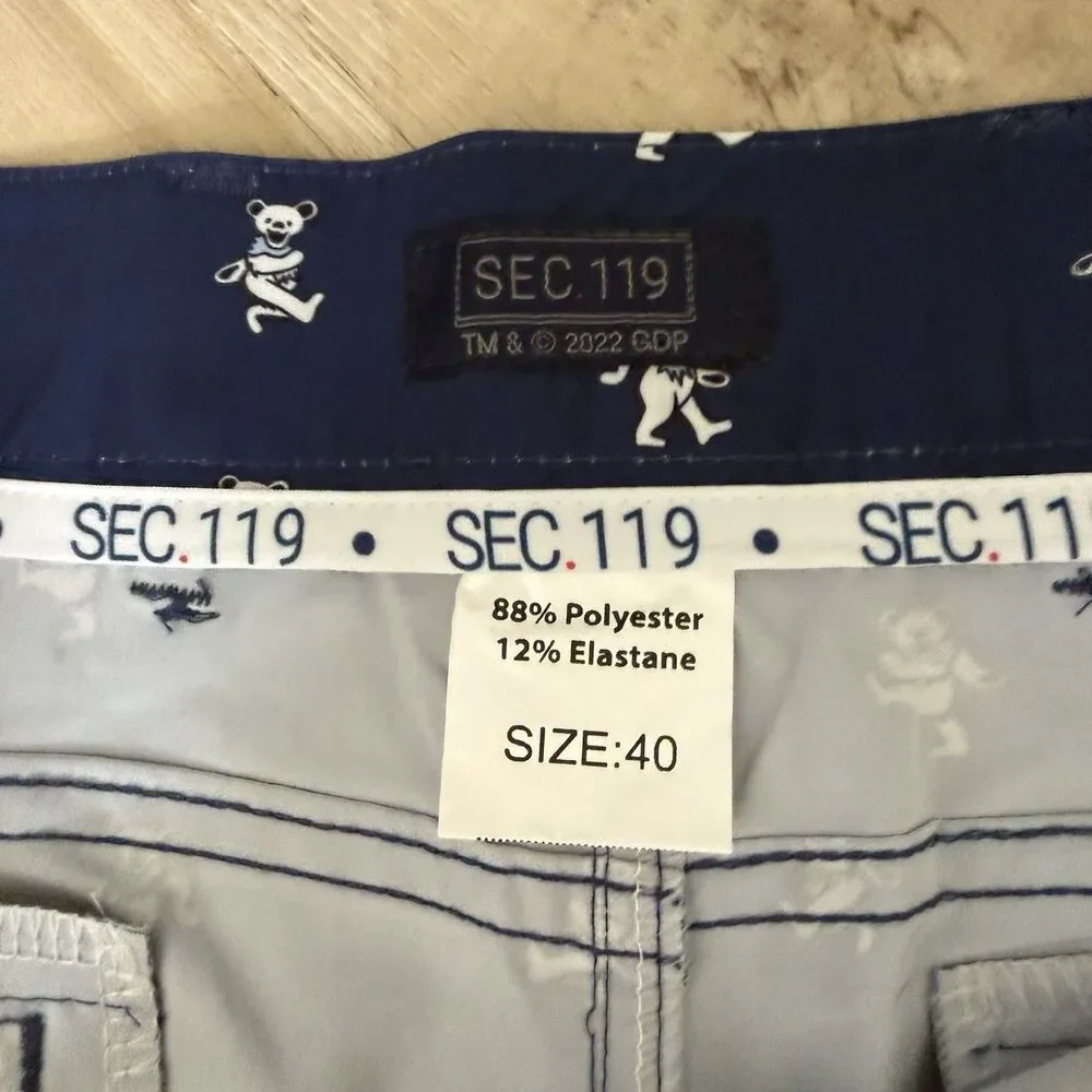 Sec. 119 Grateful Dead Men's 40 Dancing Bears All Over Print Golf Shorts Stretch