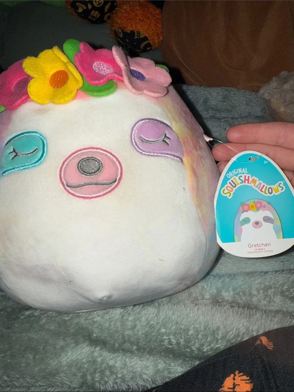 Squishmallows Gretchen Floral Crown Plush - White with Pastel Accents