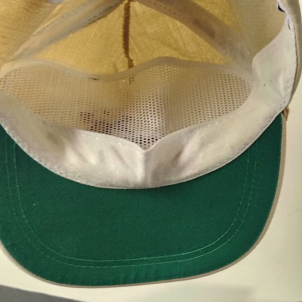 VINTAGE Imperial Headwear Hat Cap Strap Back Tan Columbine Flower Logo Mens
