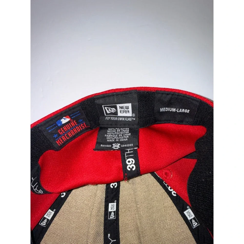 New Era 39THIRTY Boston Red Sox Hat Mens Medium-Large Red Blue Stars Stripes Cap