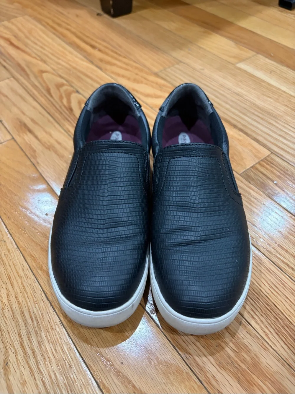 Dr. Scholl's Black Slip-On Sneakers with White Sole