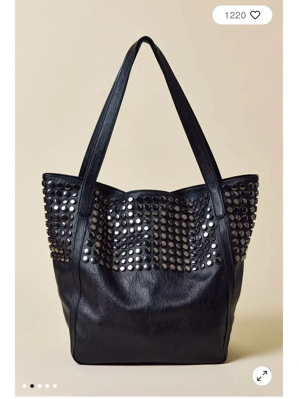 BDG Black Studded Faux Leather Tote