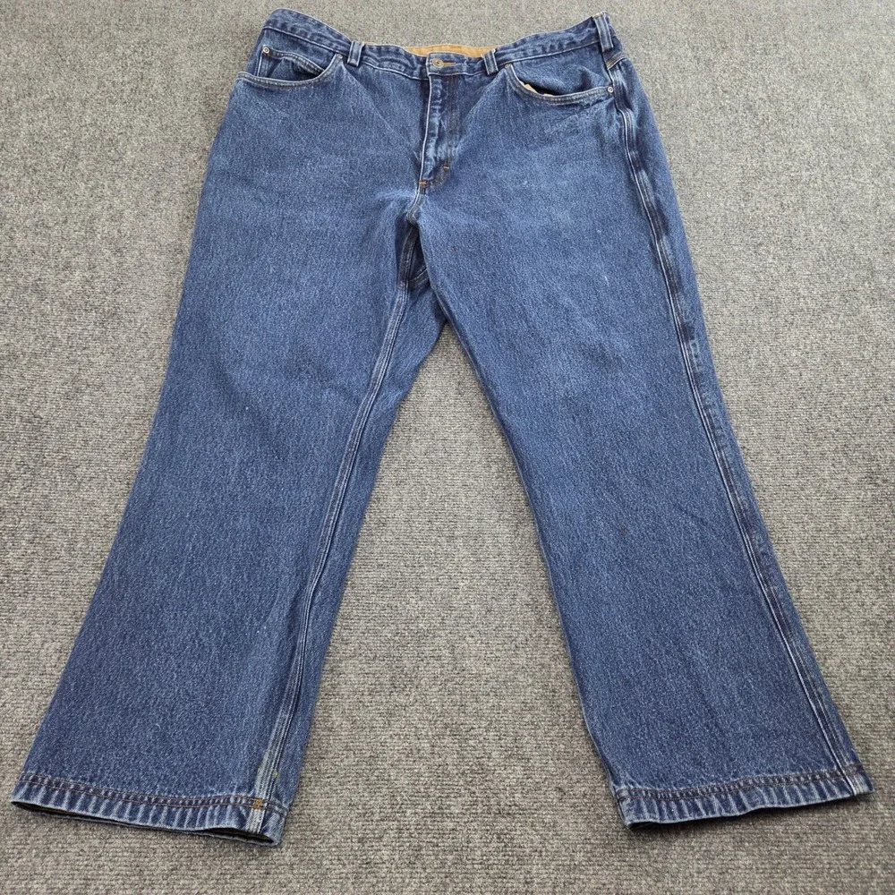 Duluth Trading Co Jeans Mens 42x30 Blue Cotton Straight Leg Work Utility Denim