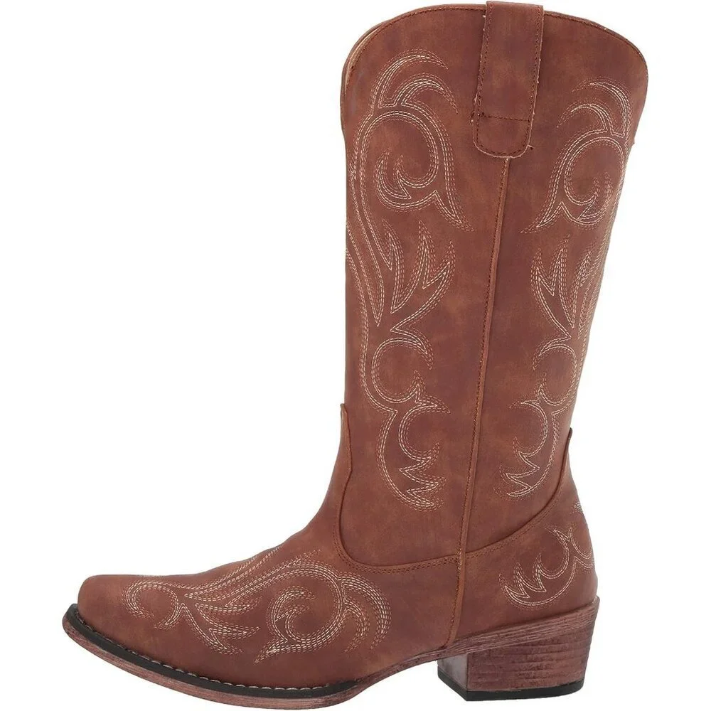 Women’s Bronze Riley Western Boot Vintage Boots Snip Toe Flexible Cowgirl Boots
