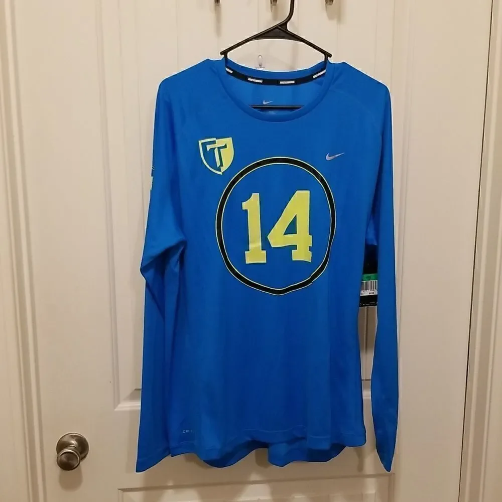 Nike Mens Blue Long TK Sleeve Sportswear Athletic Running Crew Neck  Shirts XL