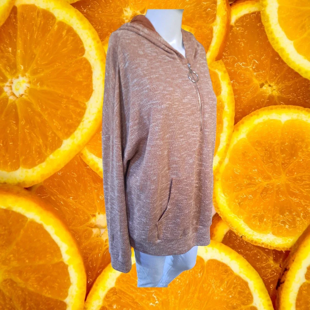 White Birch Orange Marled 1/4 Zip Hoodie Sweatshirt Size‎ XL