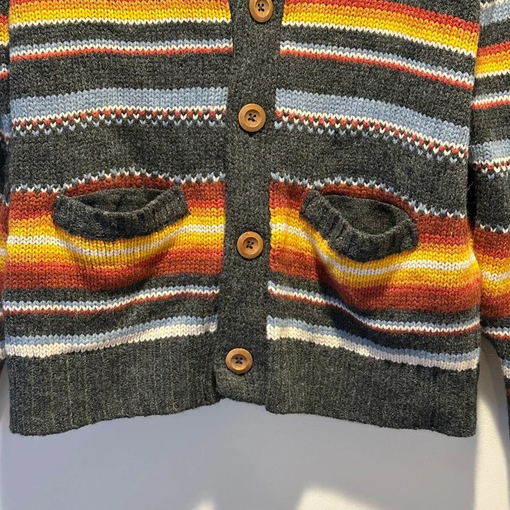 Vintage AntiBallistic Cardigan Sweater Men Large Striped Chunky Knit Grandpacore
