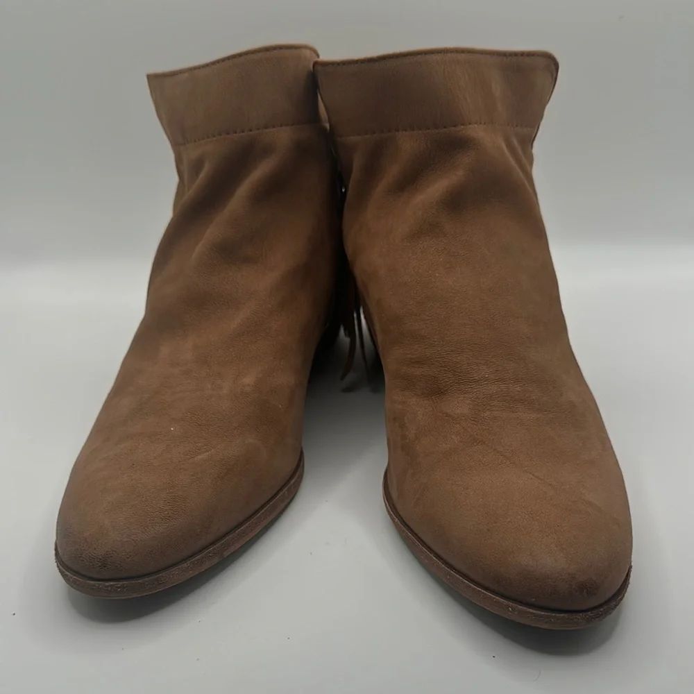 Sam Edelman Sz 9 Packer Brown Western Ankle Boots with Suede Texture Side Zipper