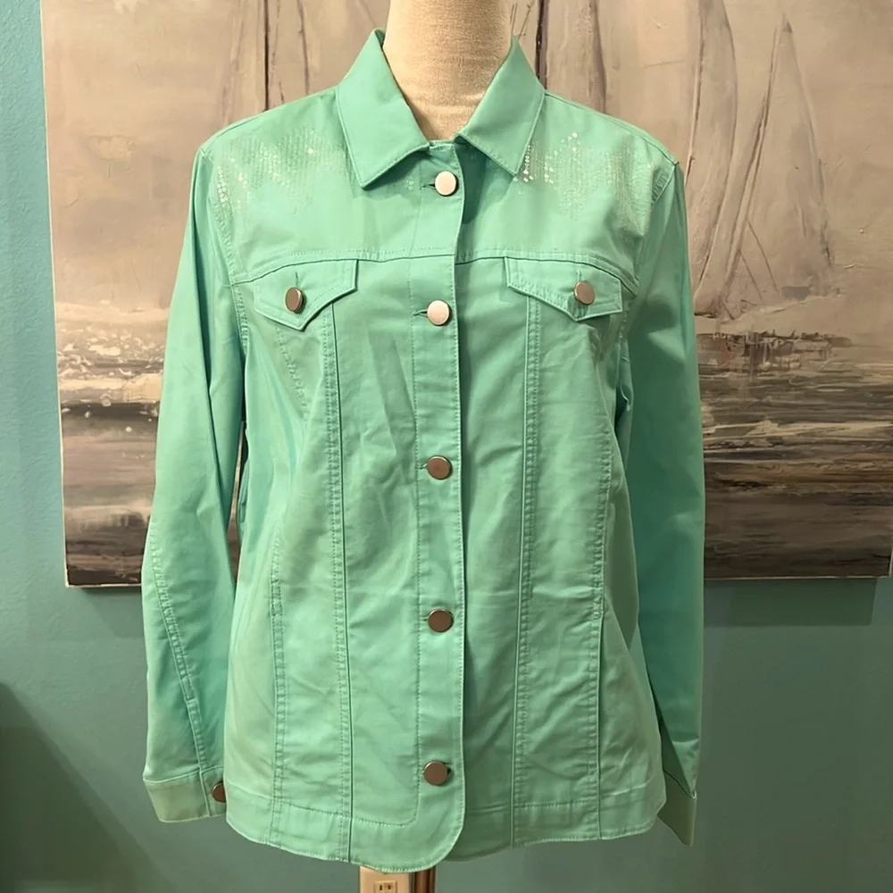 Allison Daley Mint Green Button Up Jacket, Sz 18